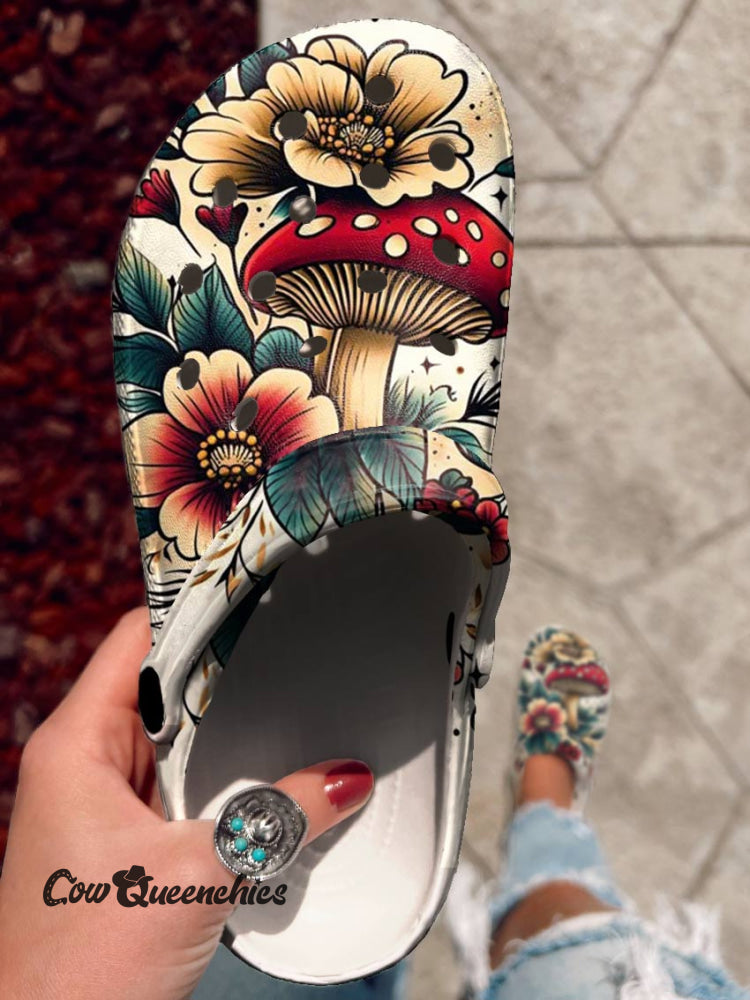 Flower & Mushrooms Clogs Multicolor / 36