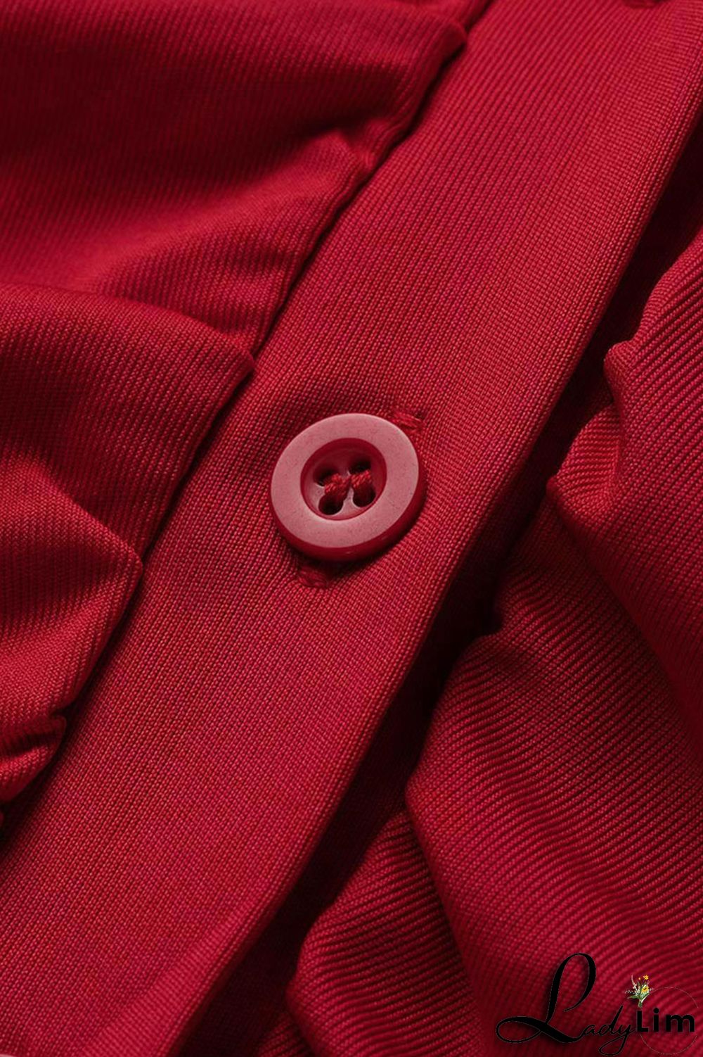 Red Sexy Solid Split Joint Buckle Turndown Collar Short Sleeve Two Pieces