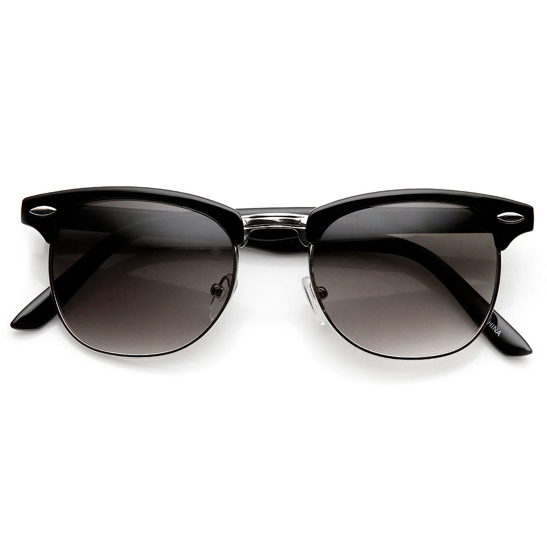 Retro Classic Metal Half Frame Horn Rimmed glasses