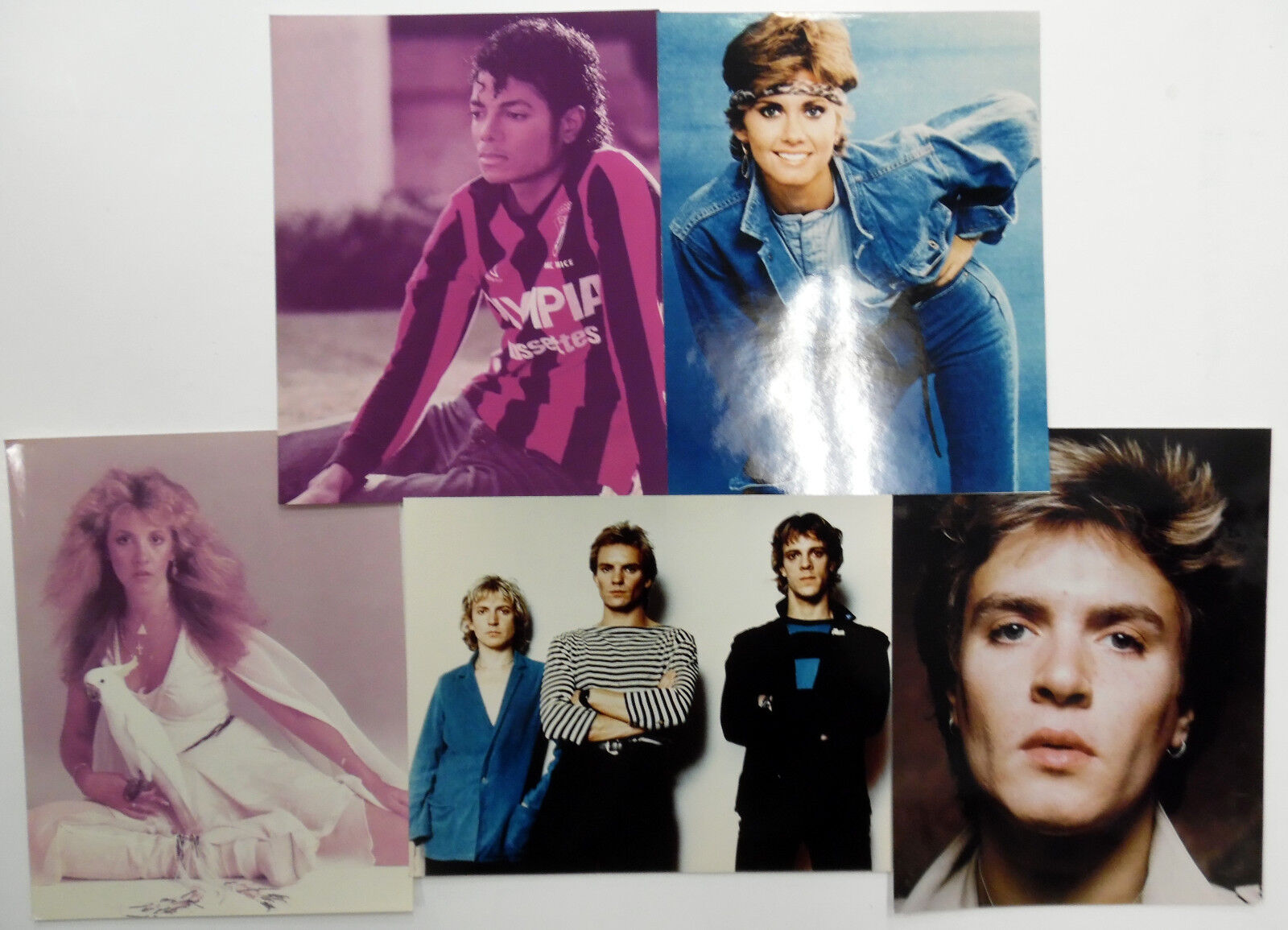 Lot Of (5) 80's POP STARS 8x10's Michael JACKSON Olivia Newton JOHN etc. #633