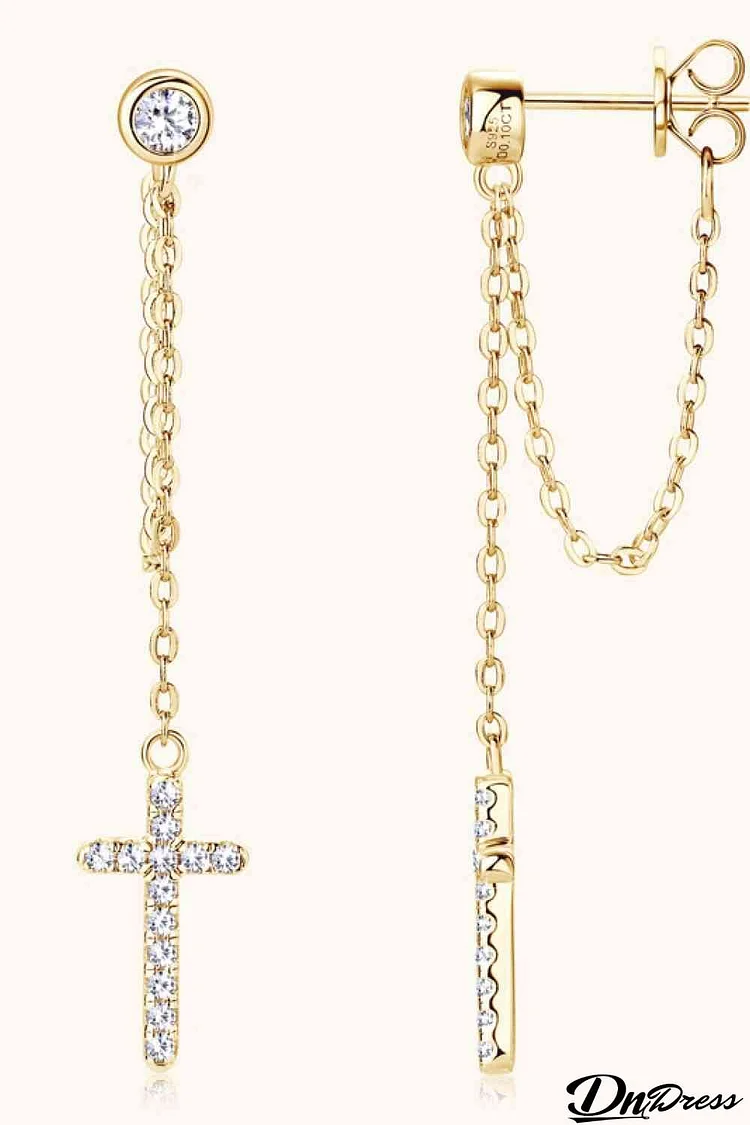 Moissanite 925 Sterling Silver Cross Earrings