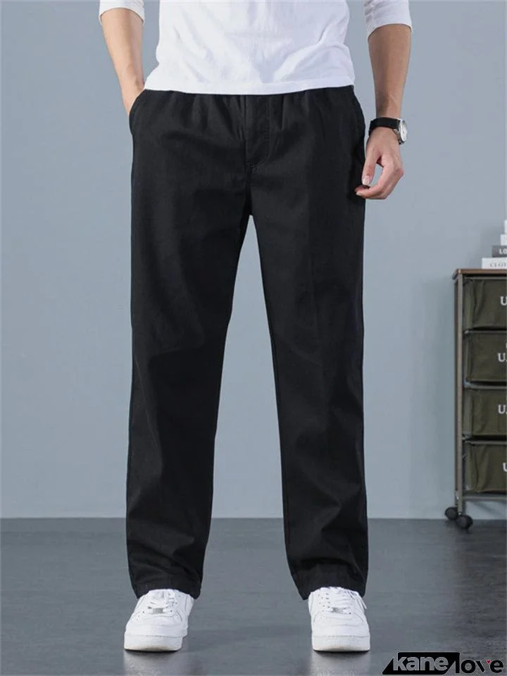 Men's Simple Style All Match Cotton Straight Leg Casual Pants