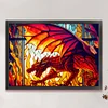 >SALE<Full Embroidery Cotton Thread 11CT Print Stain Glass Dragon Cross Stitch 60x45cm