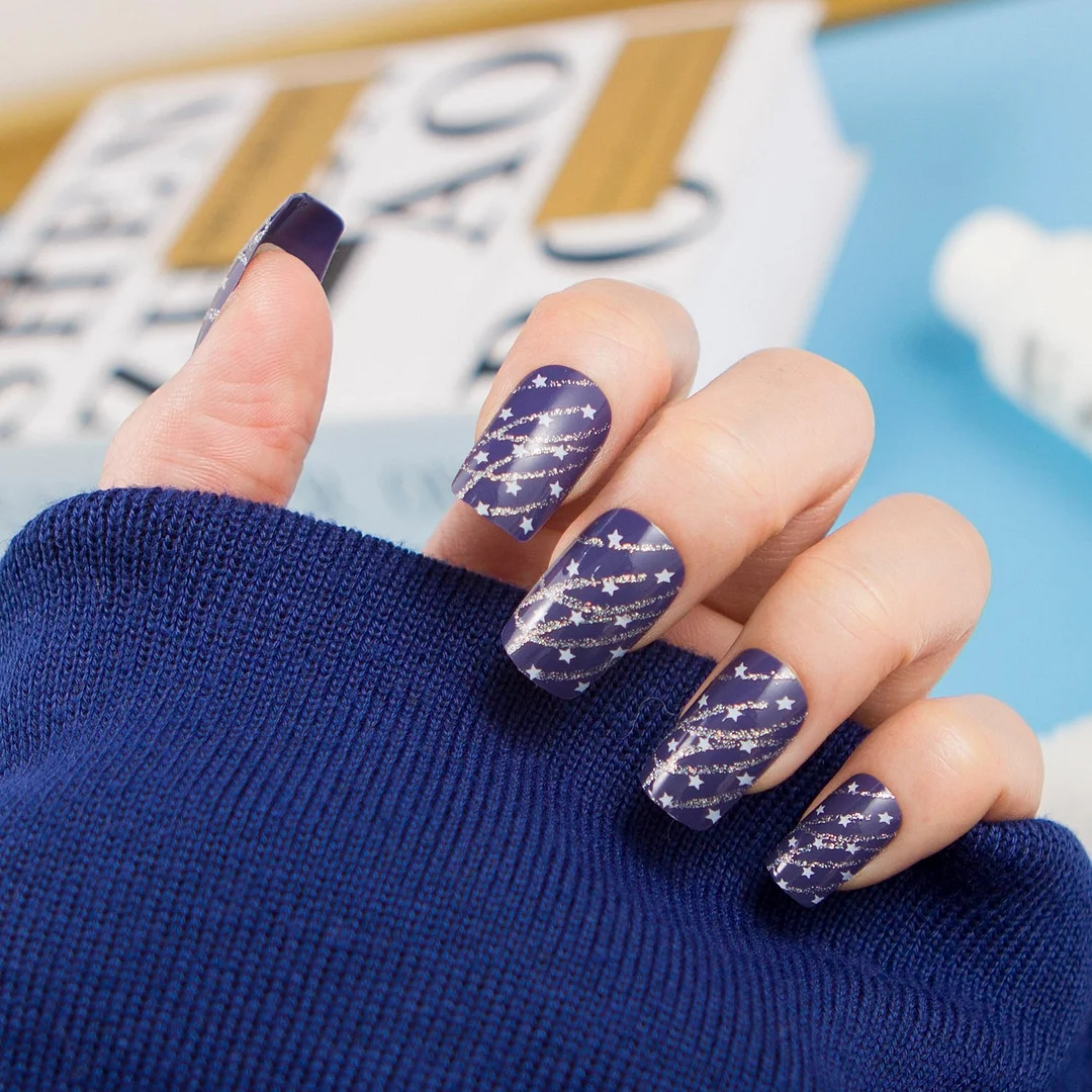 24pcs/set Fashion Acrylic Full Cover Fake Nails 10 Sizes Press on Nails Designs French False Nail Art Tips 278 Fingernail Tips-Nail Inspo