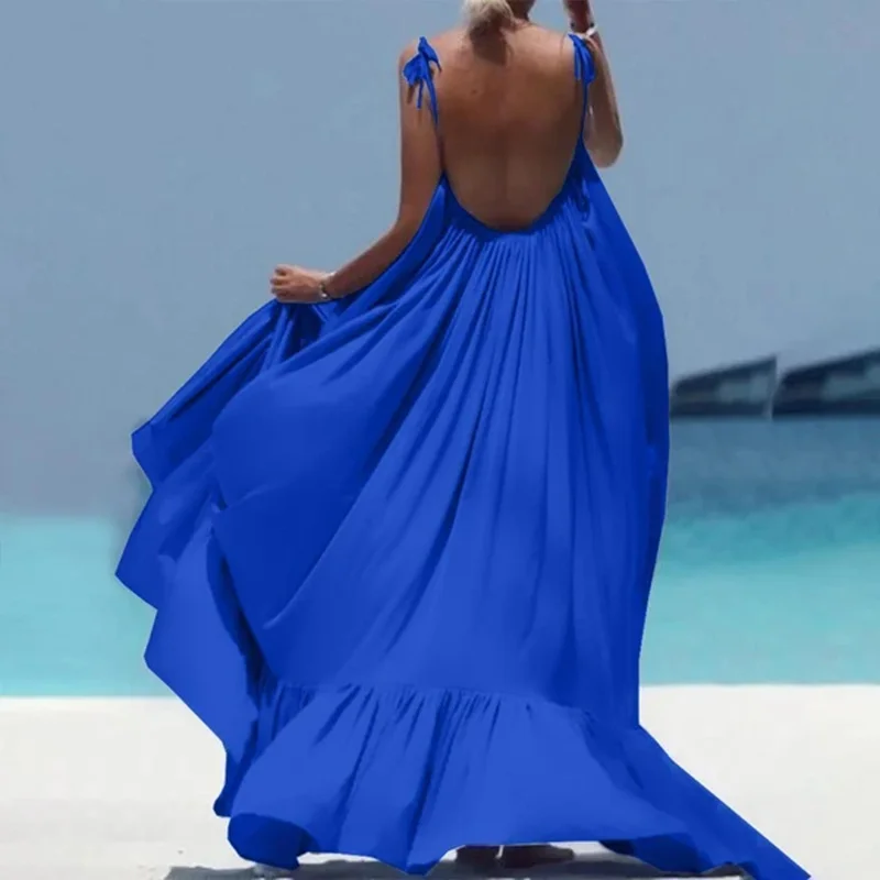 Uveng Uveng Pregnant Women's Beach Dress Sexy Slingless Long Dress Dress Woman