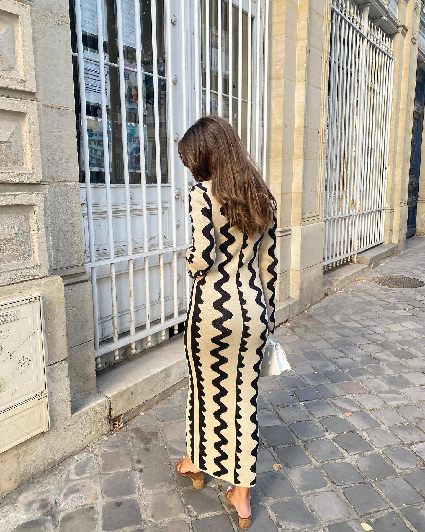 Ootddress Striped Contrast Color Knit Maxi Bodycon Dress Boho High Waisted Hollow Out Slim Dresses Women Holiday Dresses Vestidos