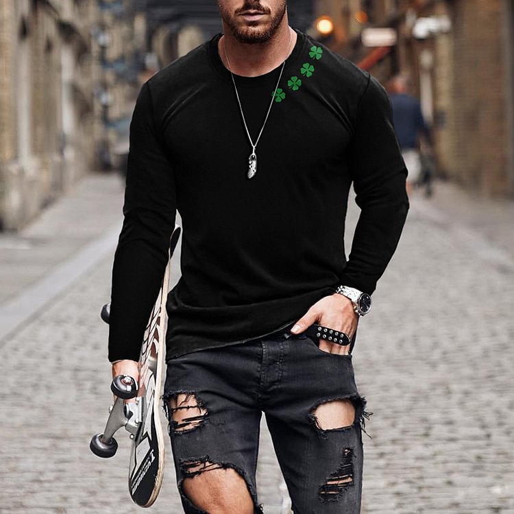 BrosWear Lucky Clover St Patrice'S Day Men'S Long Sleeve T-Shirt