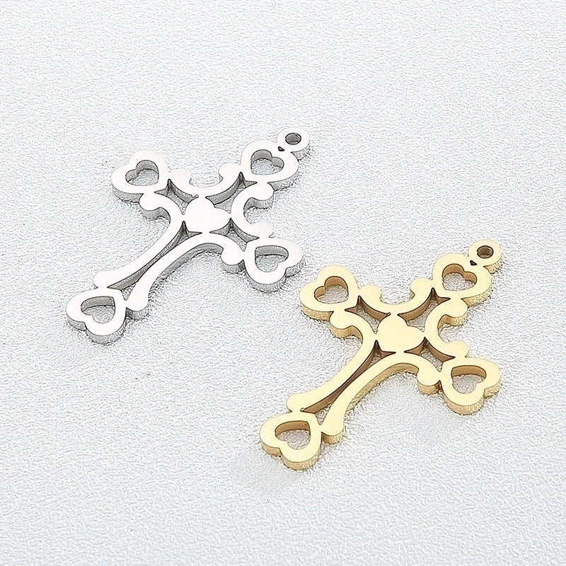 1 Piece Stainless Steel 18K Gold Plated Cross