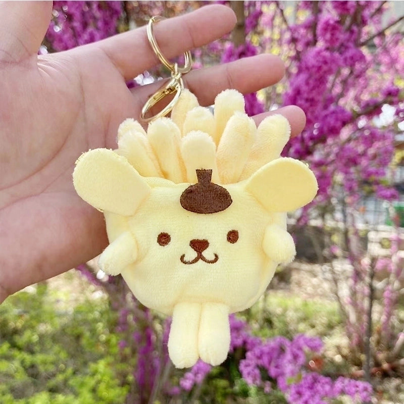 3 Pieces Cute Novelty Toast Hamburger Hot Dog Pp Cotton Plush Unisex Bag Pendant Keychain