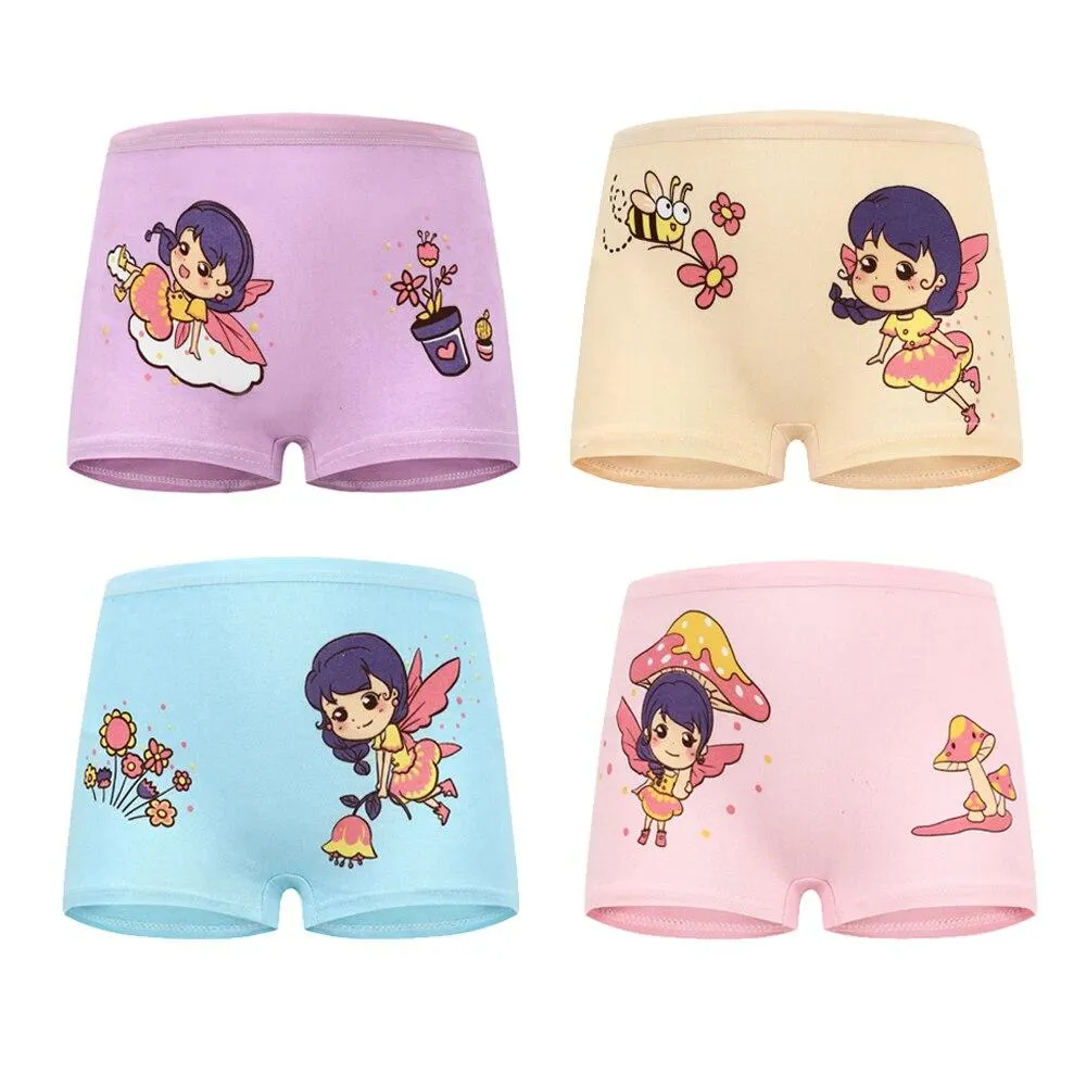 4 Pieces/Lot 2-12Y Children Underwear High Quality Cotton Girls Panties Cute Cat Pattern Kids Boxer Briefs Child Soft Girl Pants