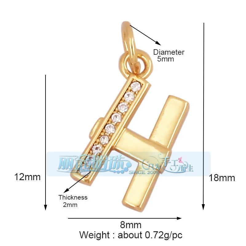1 Piece 15 * 19mm Hole 5~5.9mm Copper Zircon Letter Heart Shape Pendant Jewelry Accessories