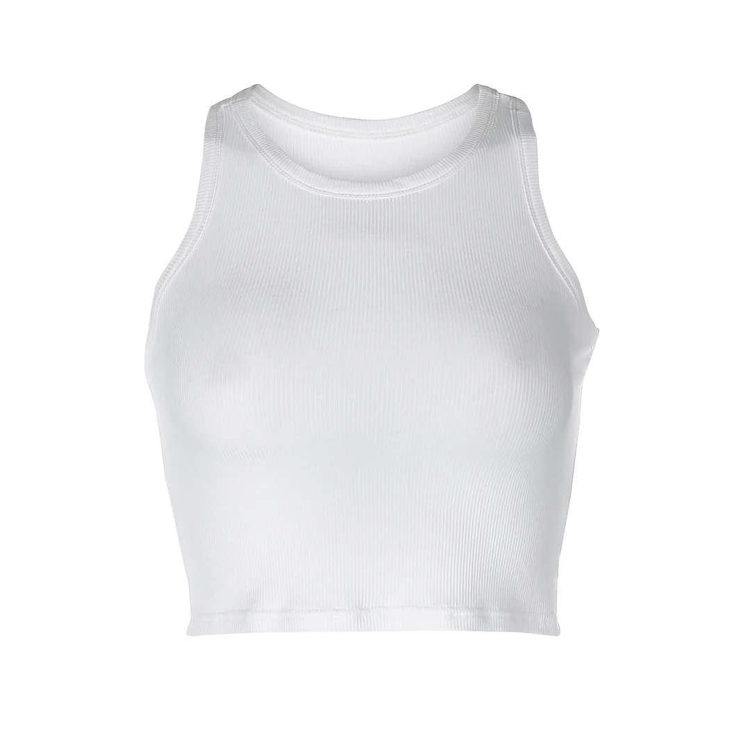 Ueong New Women's Wear Rib Solid Color Knitted I-Collar Vest Exposed Navel Sexy Generation