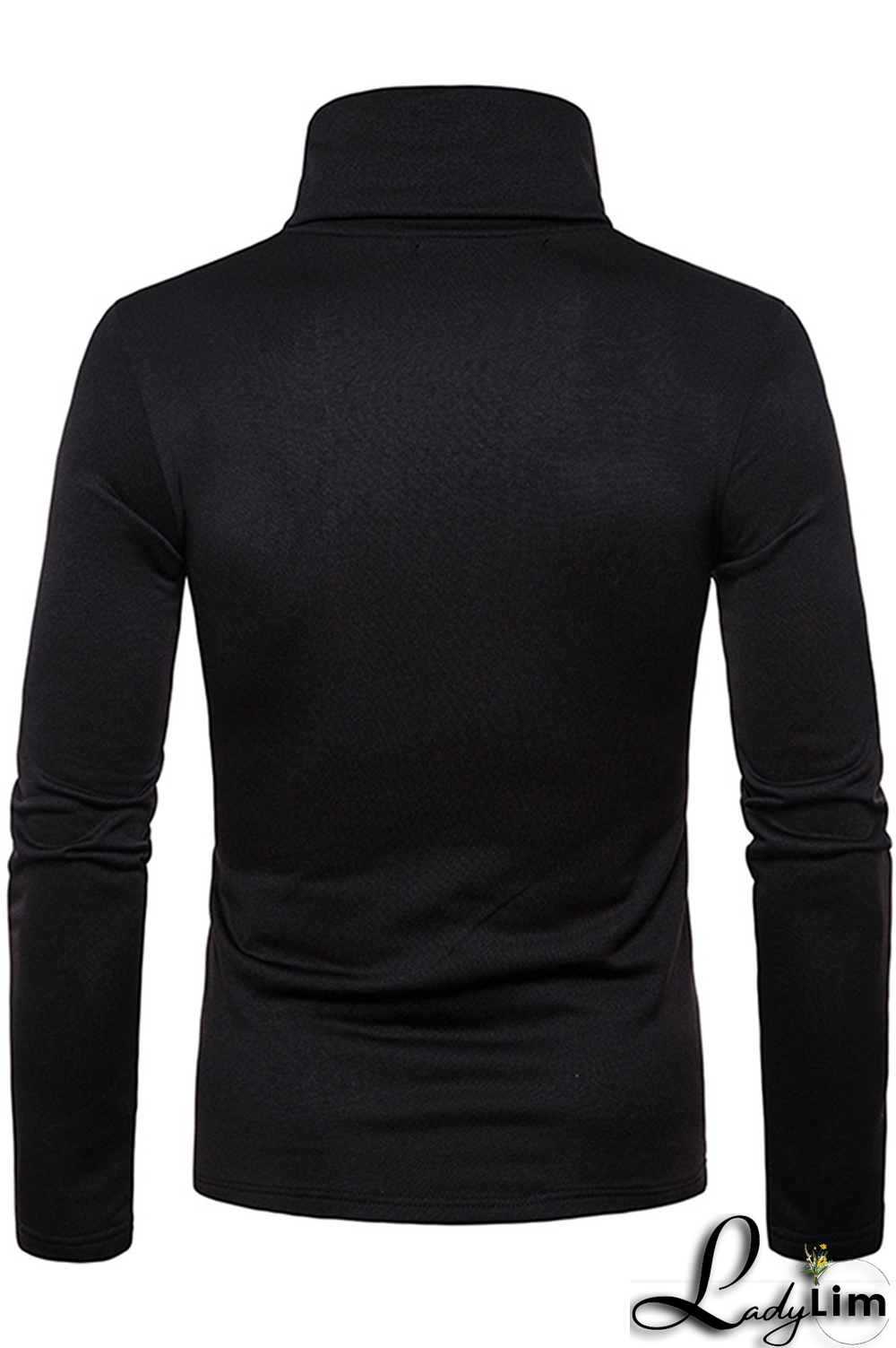 Navy Blue Fashion Casual Solid Split Joint Basic Turtleneck Tops