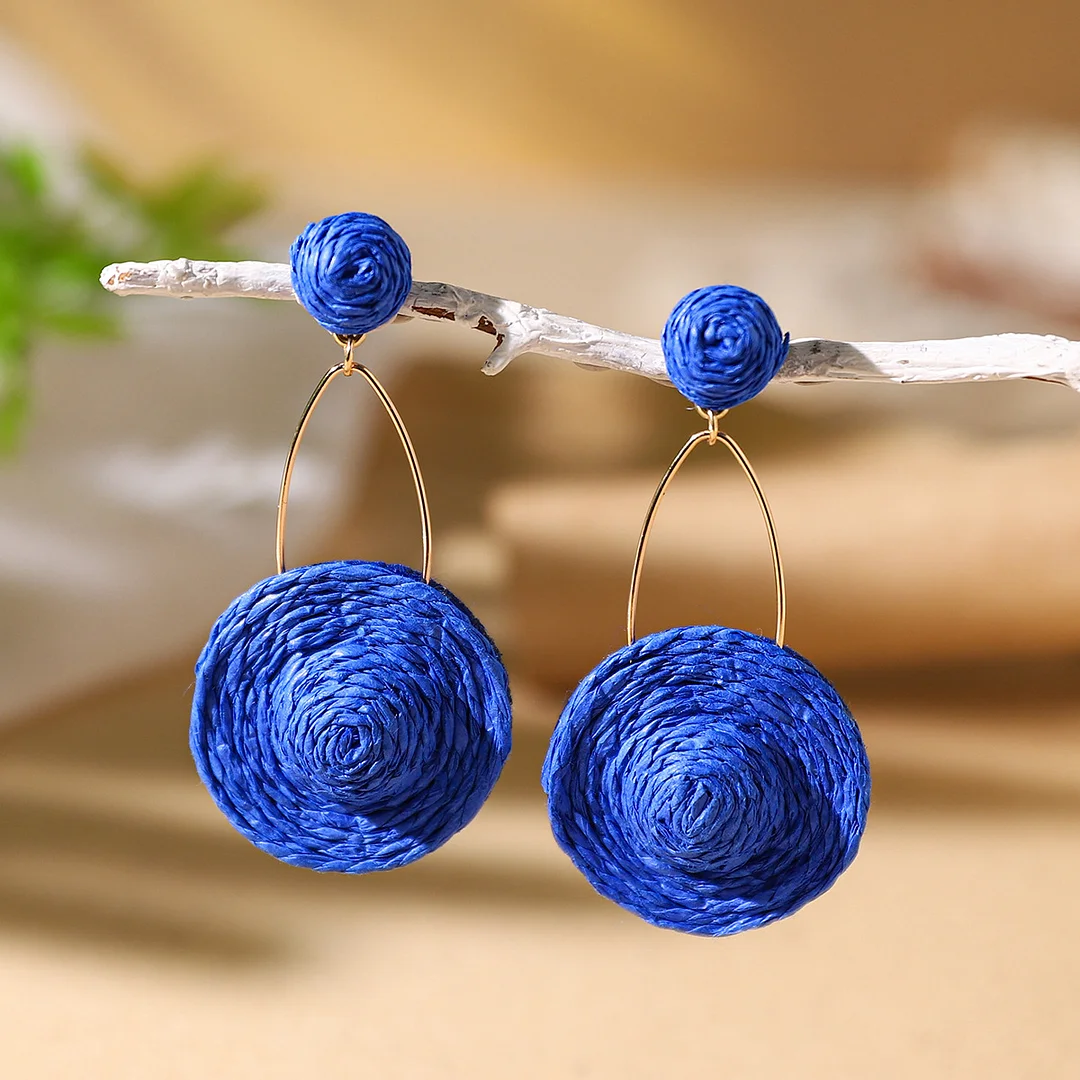 Women's Holiday Bohemian Style Raffia Hand-woven Earrings