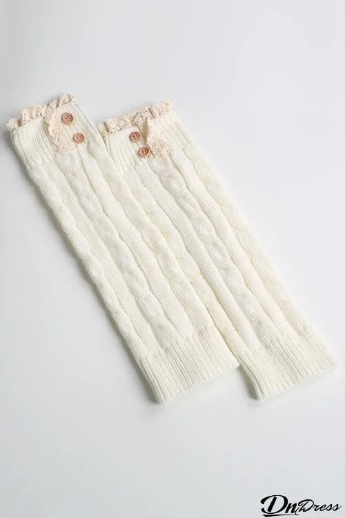 Lace Rim Braided Leg Warmers Lace Rim