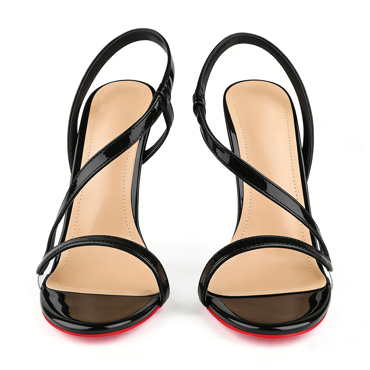 120mm/4.72 inch Spotlight Wavy Straps Sandals Red Bottom Stilettos
