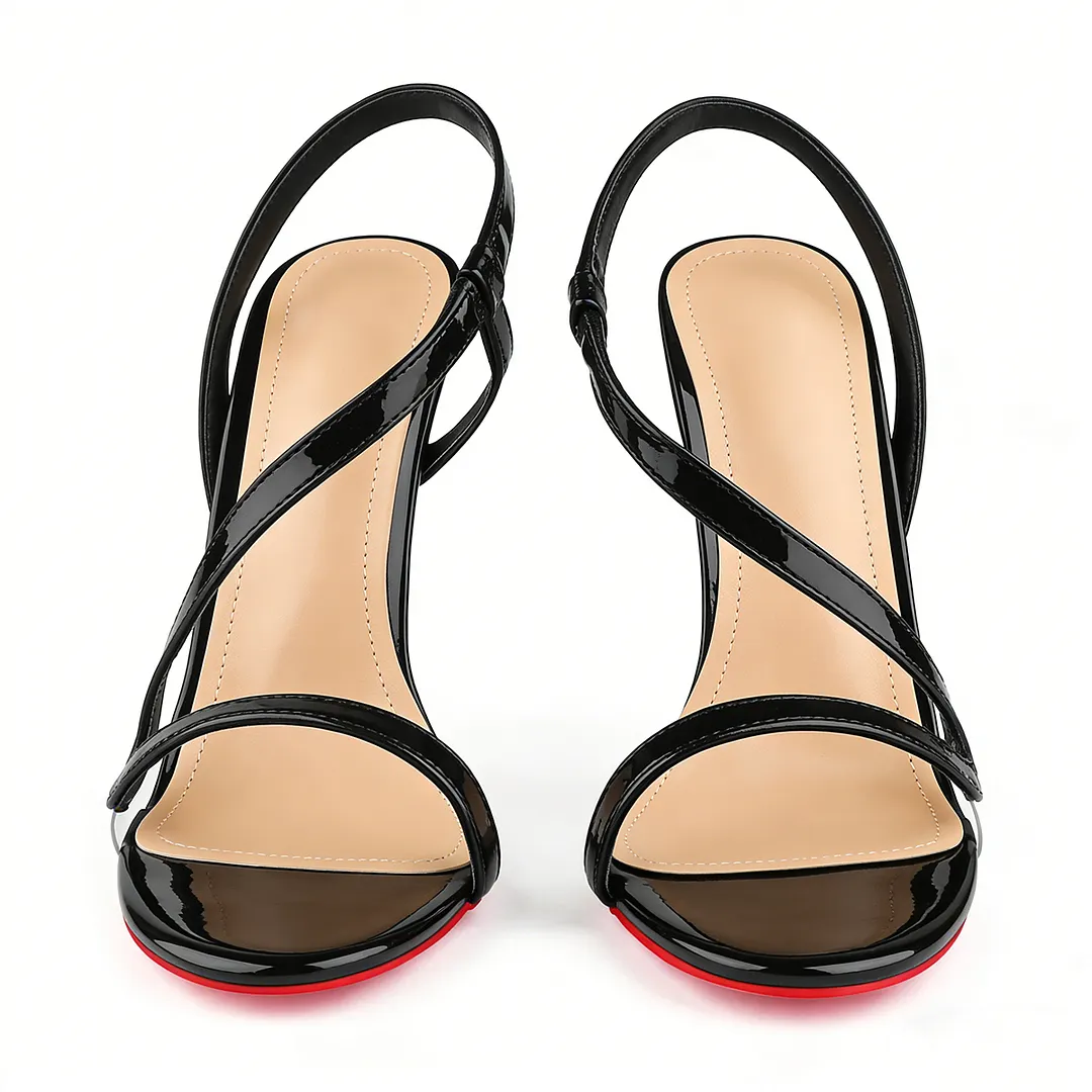 120mm/4.72 inch Spotlight Wavy Straps Sandals Red Bottom Stilettos