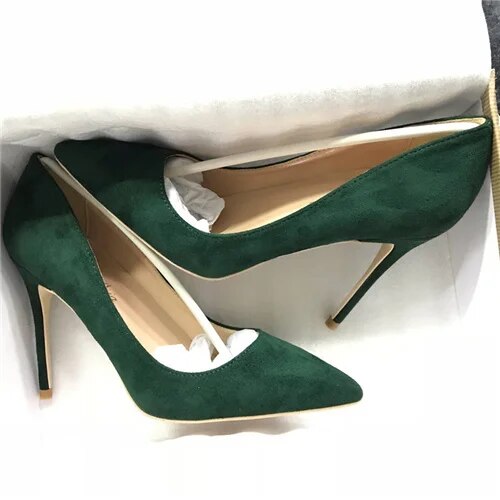 VCshoes Blackish Green 12cm High Heels Shoes Broland Party Wedding Shoes Women Pumps Pointed Toe 8cm 10cm RM010