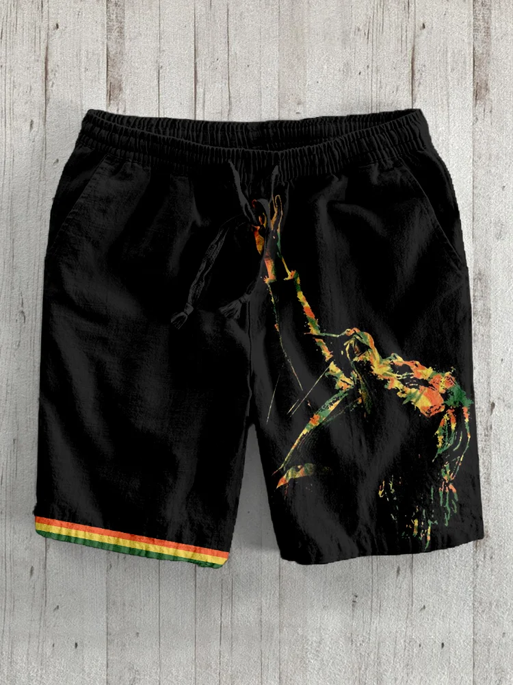 Men's Reggae Art Linen Blend Cozy Shorts