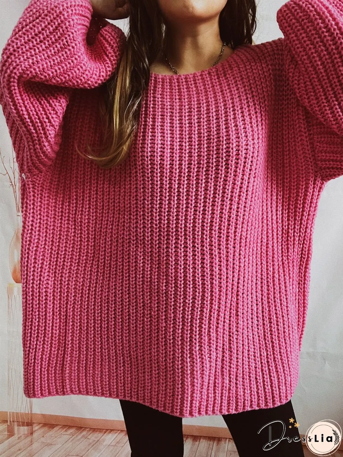 Boat Neck Long Sleeve Sweater with Belt