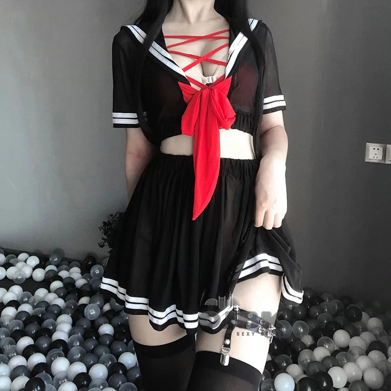 OJBK Anime Cosplay Costume Student Black Uniform School Girl Ladies Erotic Dress For Women Soft Fabric Lace Miniskirt Outfit New