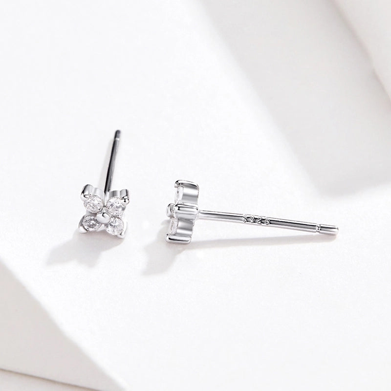 1 Pair 925 Sterling Silver Flower Ear Studs