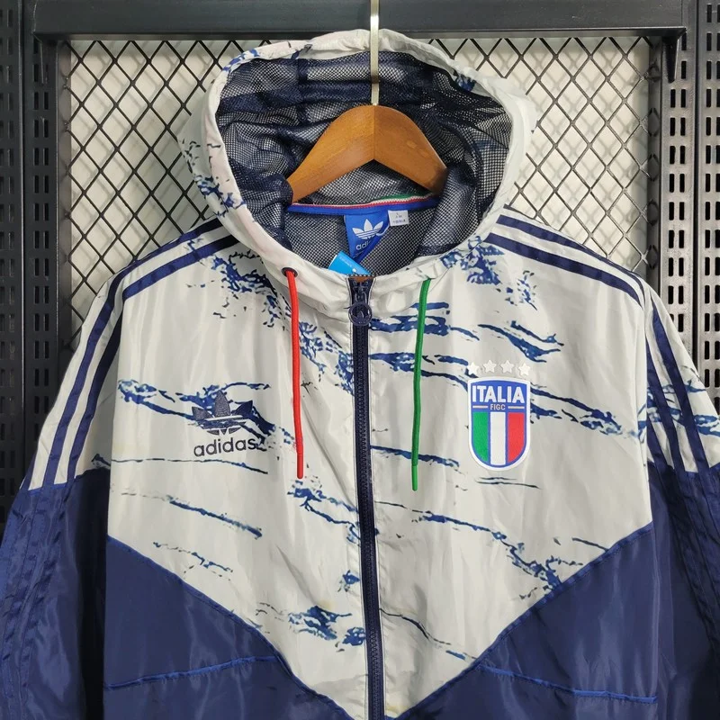 2023/2024 Italy Windbreaker White-Blue Jersey