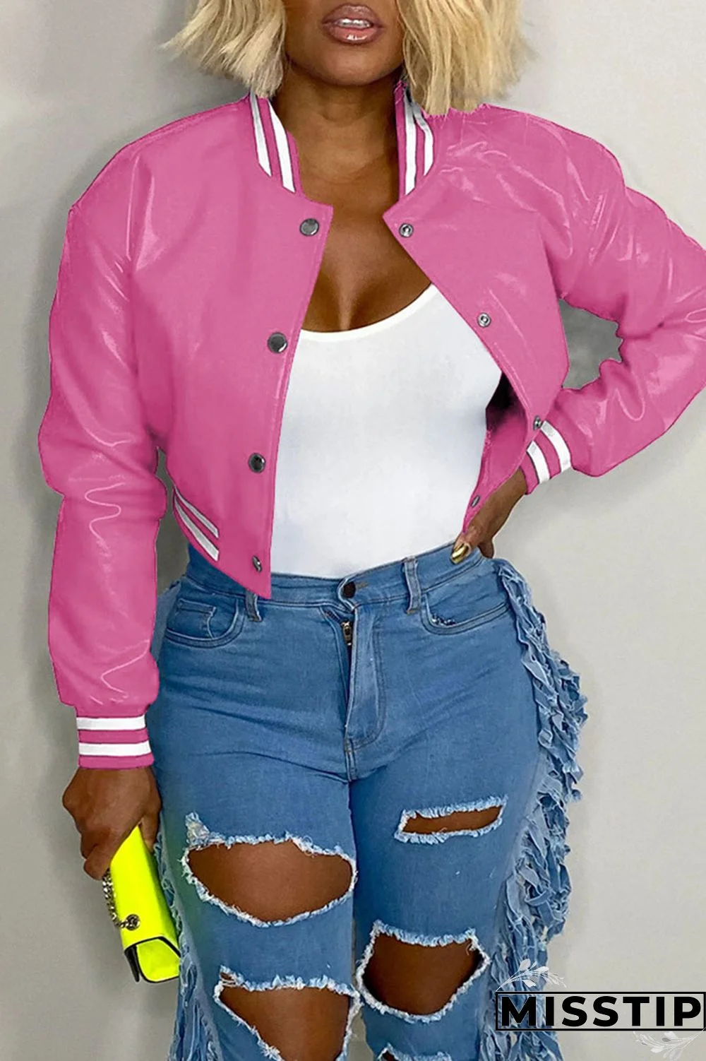 Black Casual Solid Patchwork Buckle Outerwear