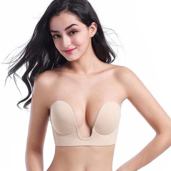 Strapless Sticky Push Up Plunge Bra One-pieces Invisible Bra