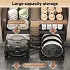 Kitchen Pots Pans Organizer with 8 Adjustable Dividers Sliding Dish Drying Shelf