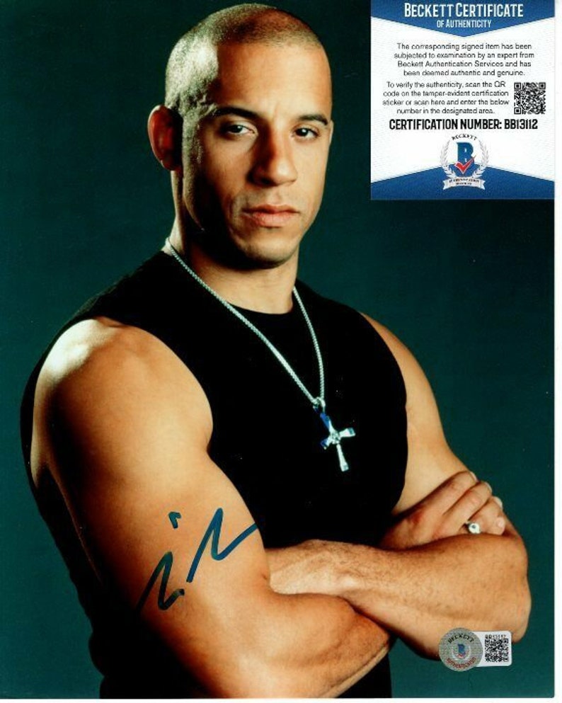 Vin diesel signed 8x10 Photo Poster painting beckett bas