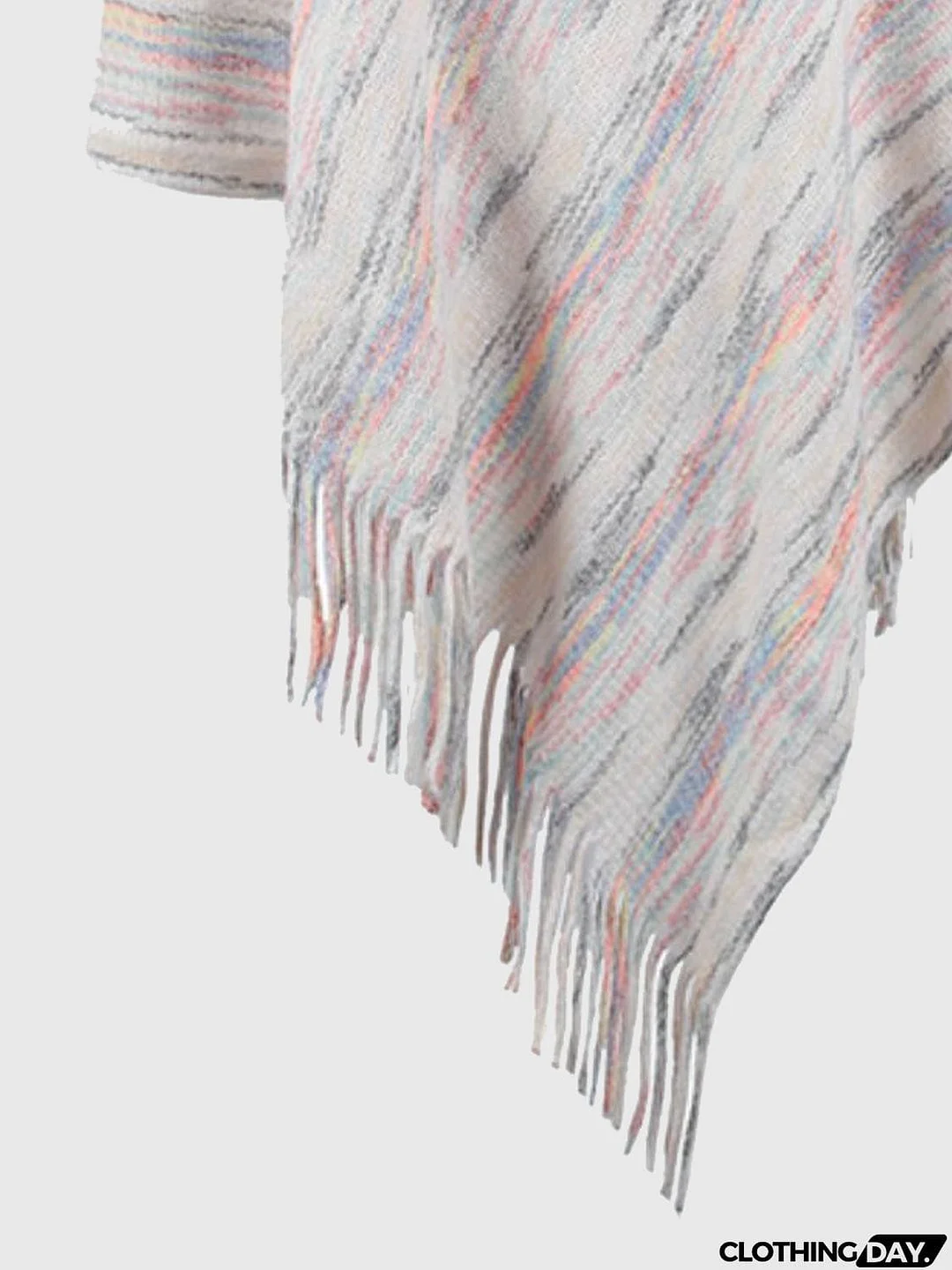 Fringe Hem Hooded Poncho