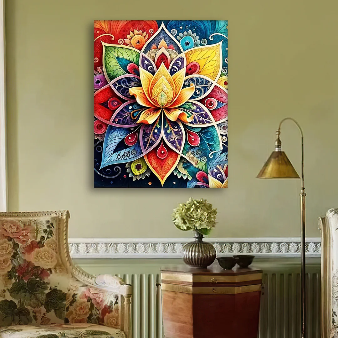 DIY Mandalas Paint by Numbers Kits Drawing Paintwork on Canvas 15.75x19.69inch Without Frame Canvas Oil Painting Number Painting for Beginners Adults Gift Home Wall Decor