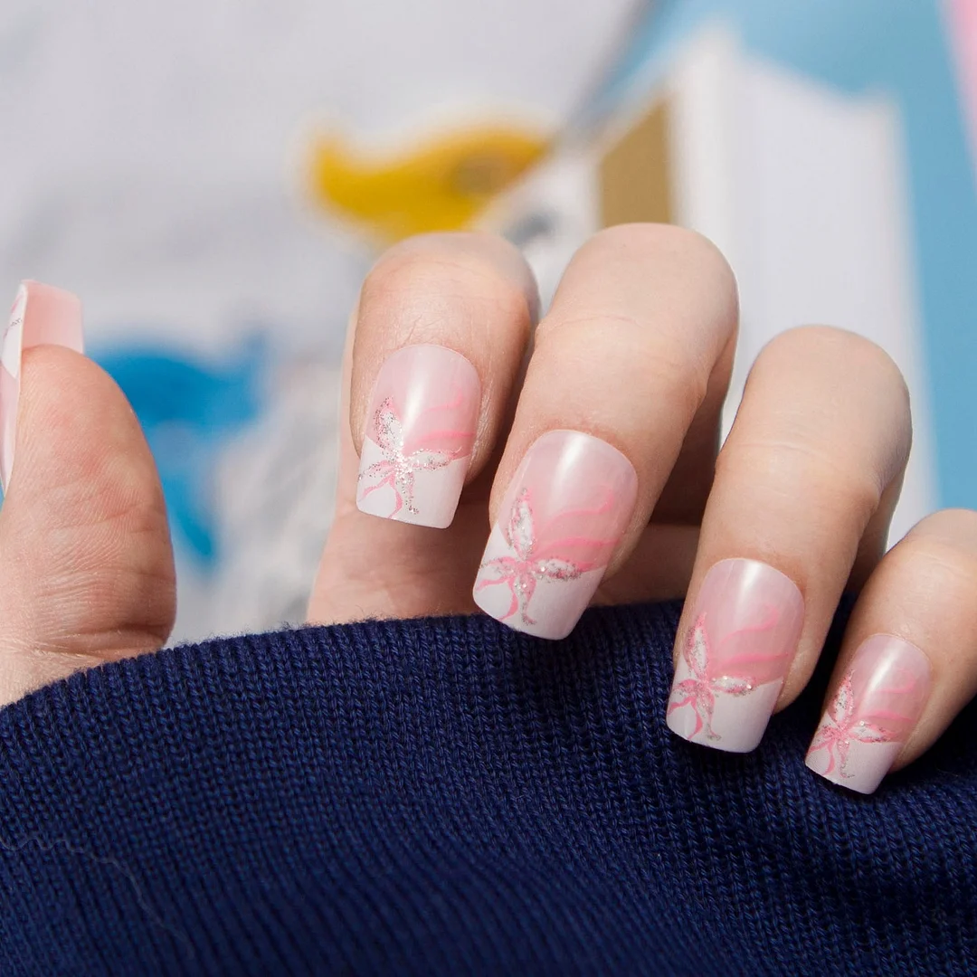 24pcs/set Fashion Acrylic Full Cover Fake Nails 10 Sizes Press on Nails Designs French False Nail Art Tips 278 Fingernail Tips-Nail Inspo