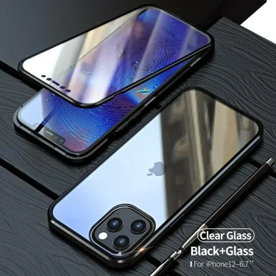 2021 Upgraded Two Side Tempered Glass Magnetic Adsorption Phone Case for iPhone 12