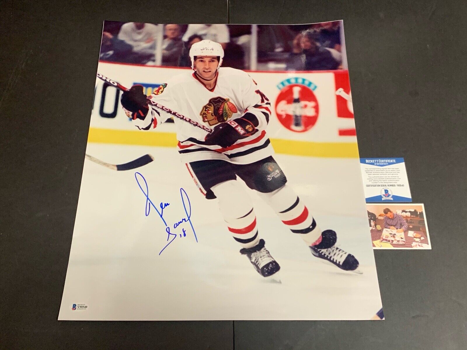 Denis Savard Blackhawks Autographed Signed 16x20 Beckett COA