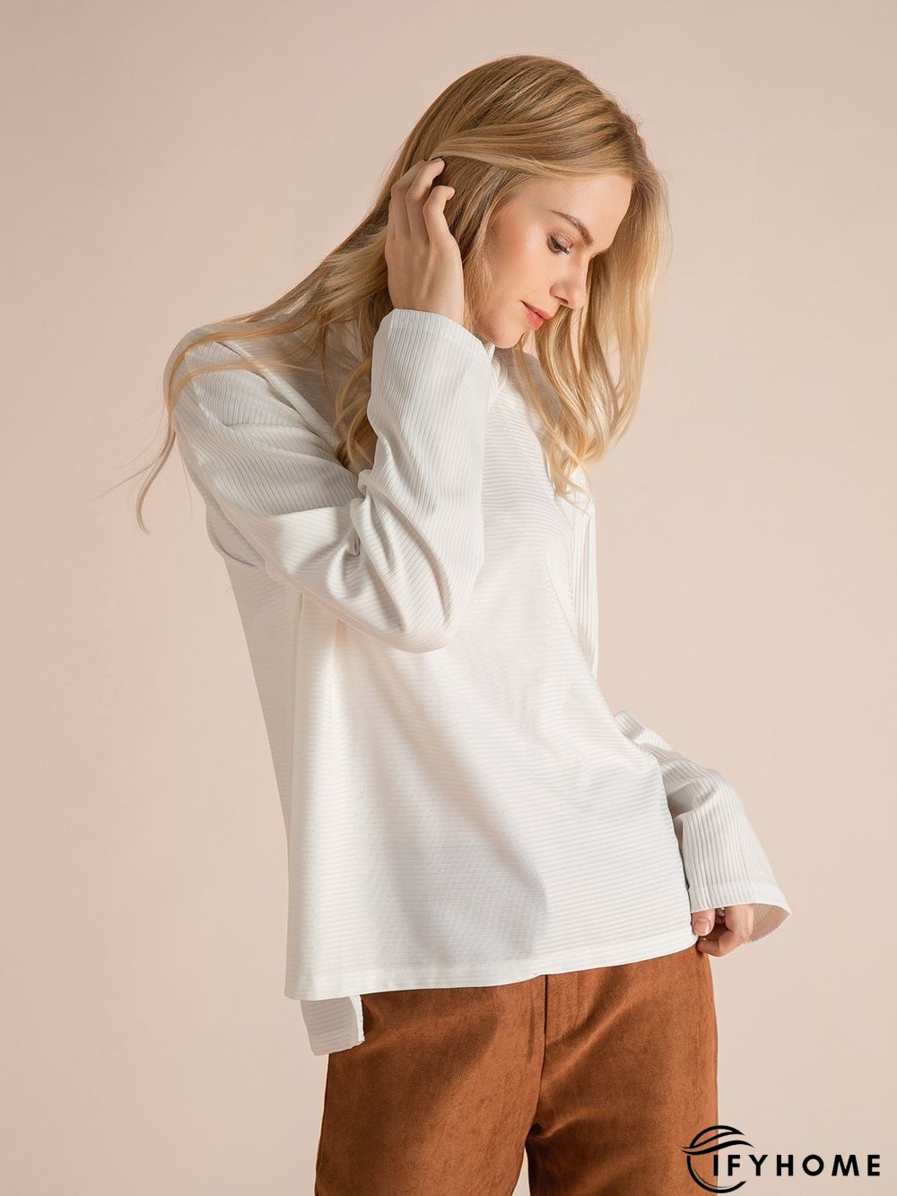 Women Casual Top Tunic Cowl Neck Sweater | IFYHOME