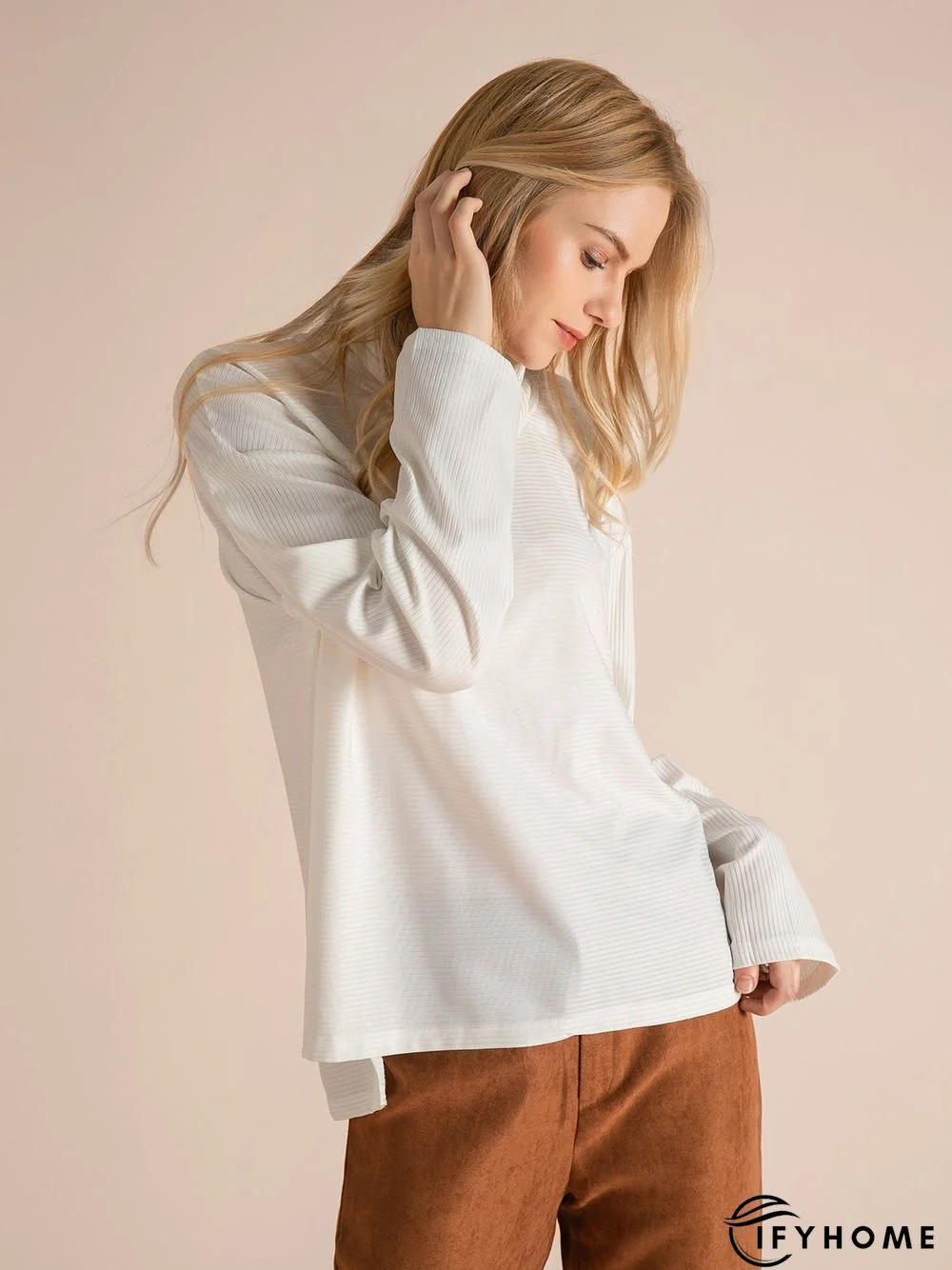 Women Casual Top Tunic Cowl Neck Sweater | IFYHOME