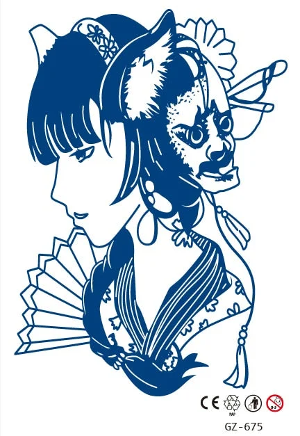 Temporary Waterproof Tattoos Stickers Sexy Mythical Dragon Girl Fox Mask Juice Ink Lasting Arm Back Body Buttocks Fake Tatoo DIY