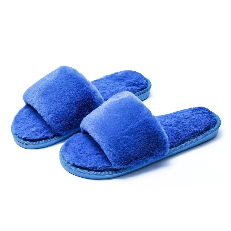 Glglgege Women Fur Slippers Winter Warm Home Fluffy Slippe Flat Slides Ladies Non-slip Soft Indoor Shoes Furry Shoes Girl Gift