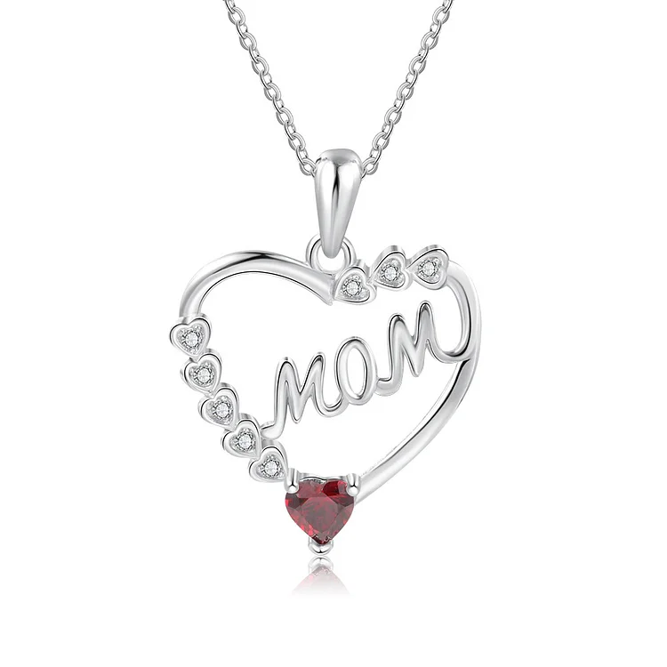 Personalized Mom Necklace Love Heart Necklace Custom Birthstone Handmade Gifts For Her