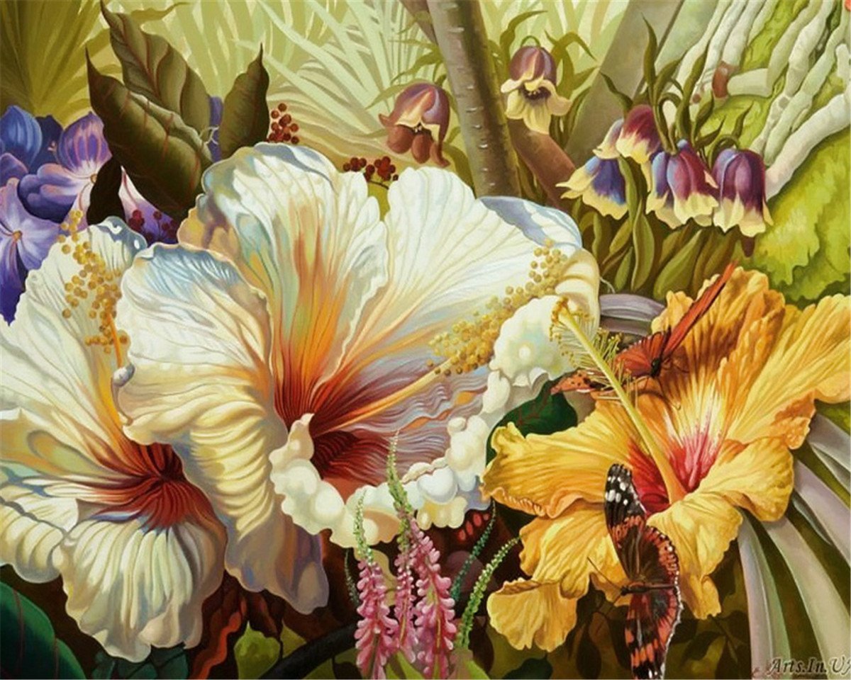 DIY Painting By Numbers | Hibiscus rosa-sinensis