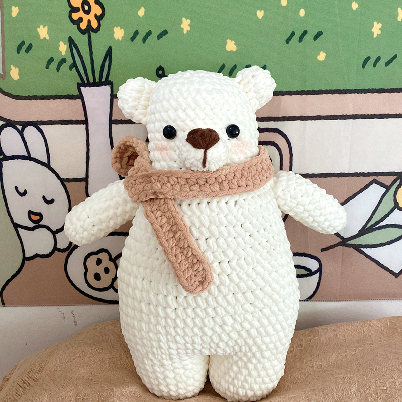 DIY Crochet Kit: Charming Polar Bear Pillow Yarn Set 