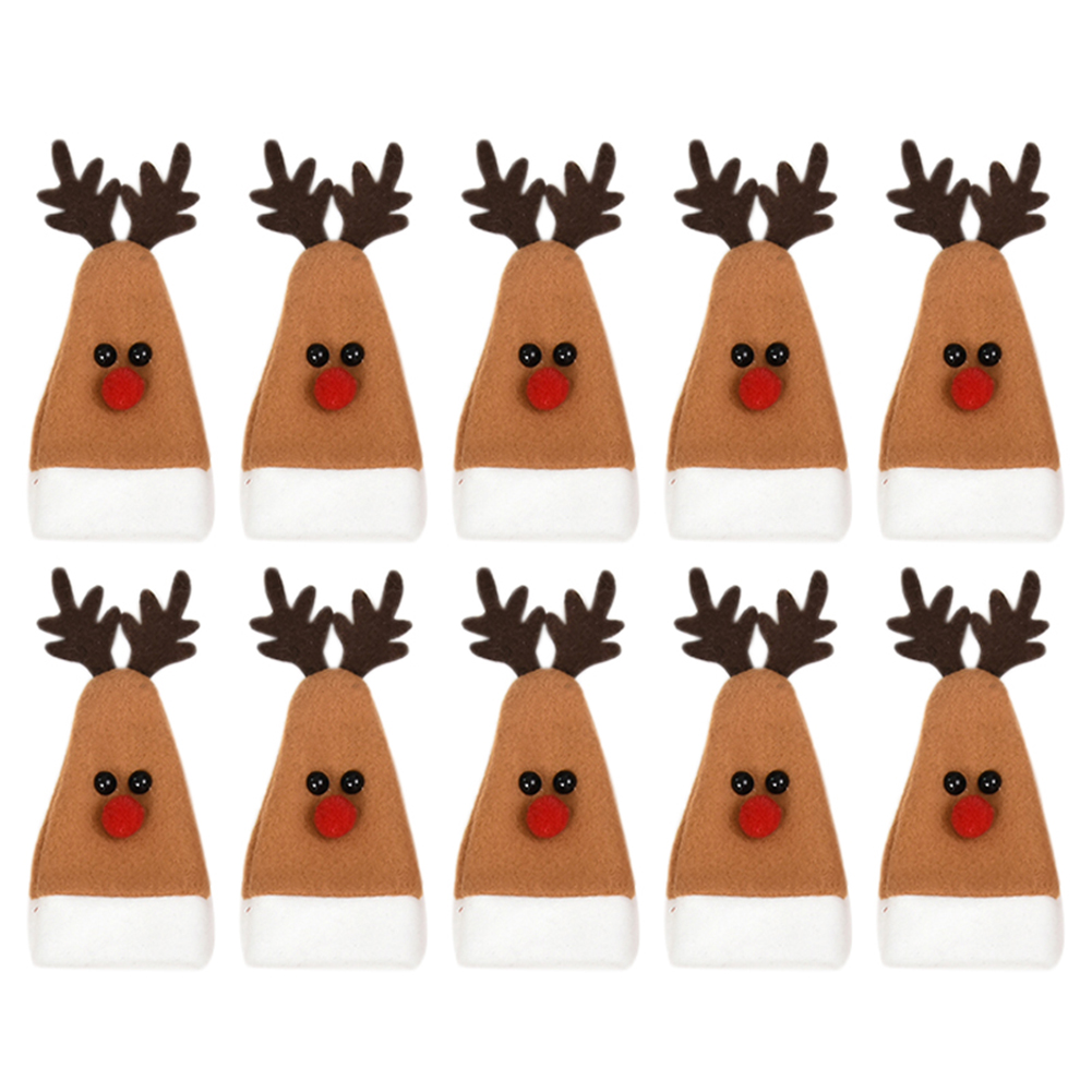 

10pcs Mini Christmas Cute Elk Wine Bottle Cap Holiday Dining Table Decor, 501 Original