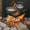 Camp Fire Cooking Rack Folding Heavy Duty for Outdoor BBQ Camping (Black)