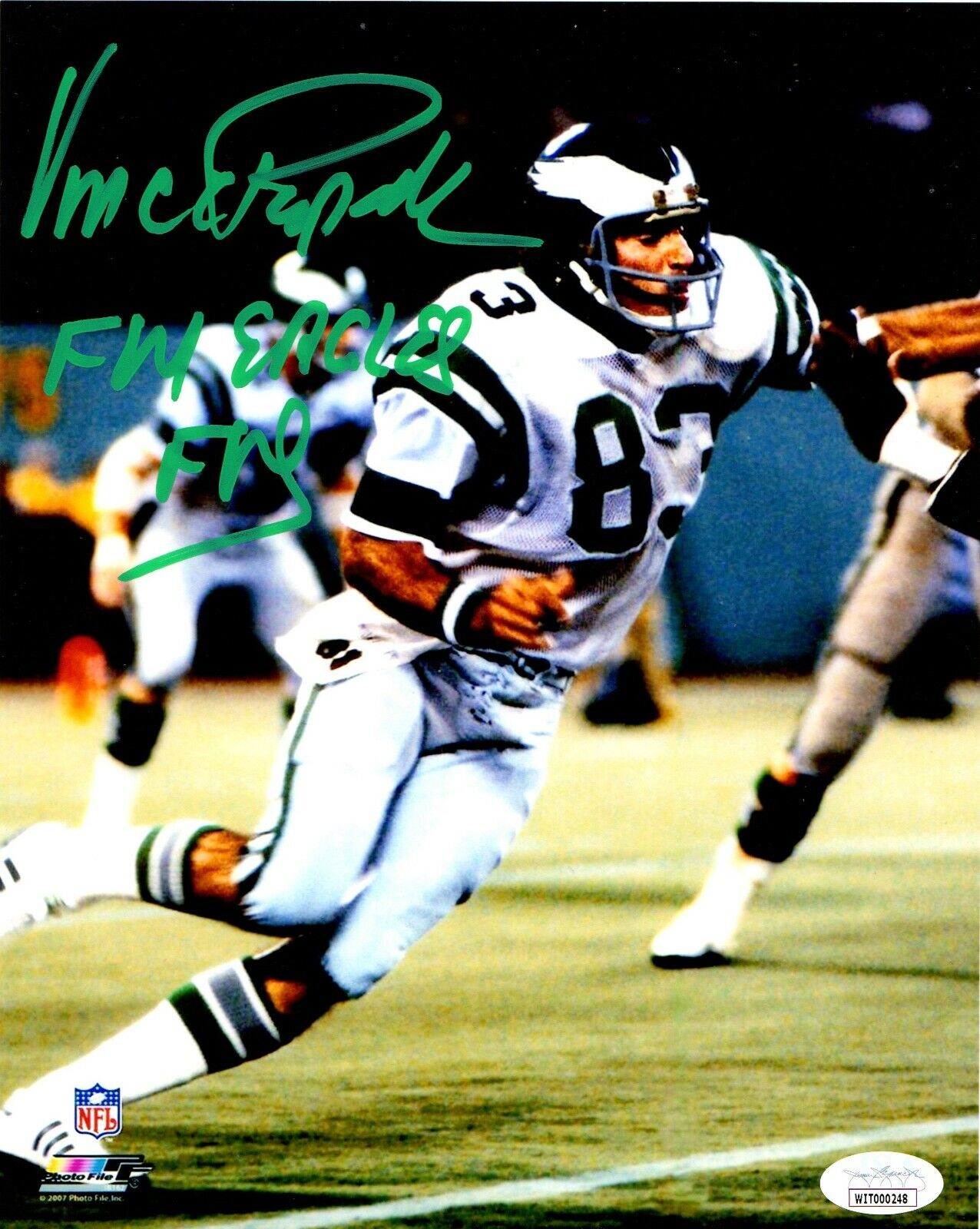 Vince Papale autographed signed inscribed 8x10 NFL Philadelphia Eagles JSA COA