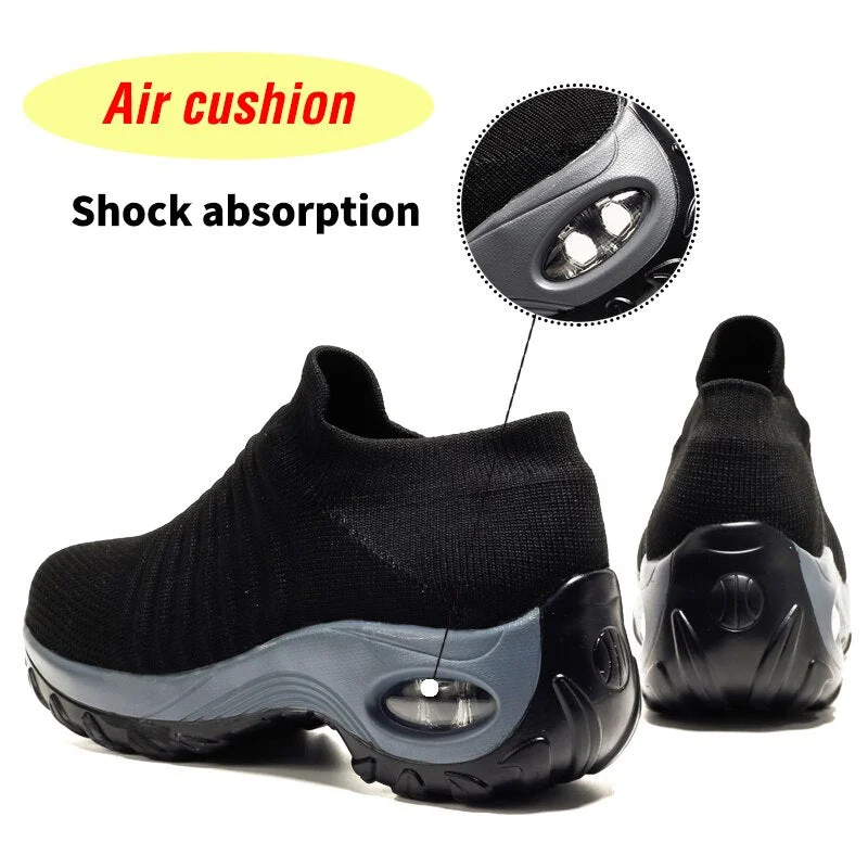 Women Tennis Shoes Air Cushion 5CM Height Increase Sports Sneakers Breathable Female Walking Sock Shoes Thick Bottom Platforms