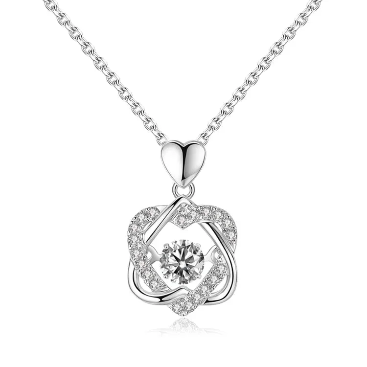 For Daughter - S925 Our Hearts are Always Linked Together And You Can Always Count on Me Love Knot Necklace