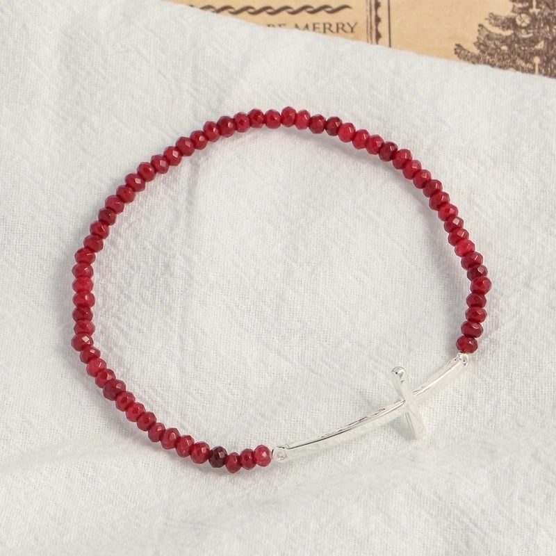 Minimalist Cross Beaded Copper Bracelets