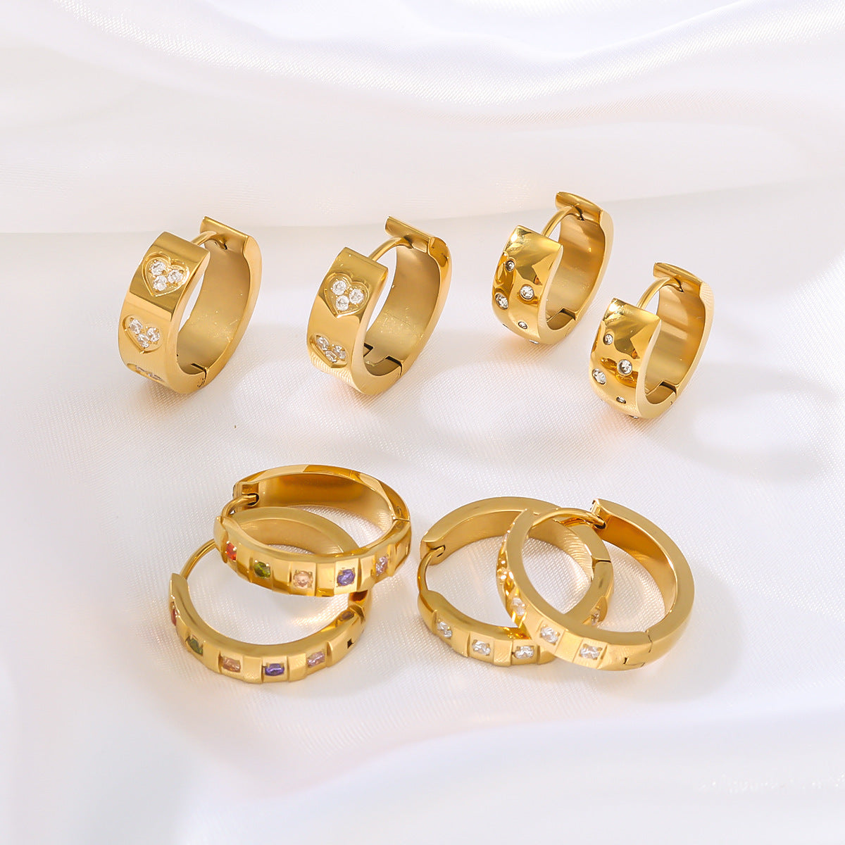 IG Style Round Geometric Stainless Steel Electroplating Earrings